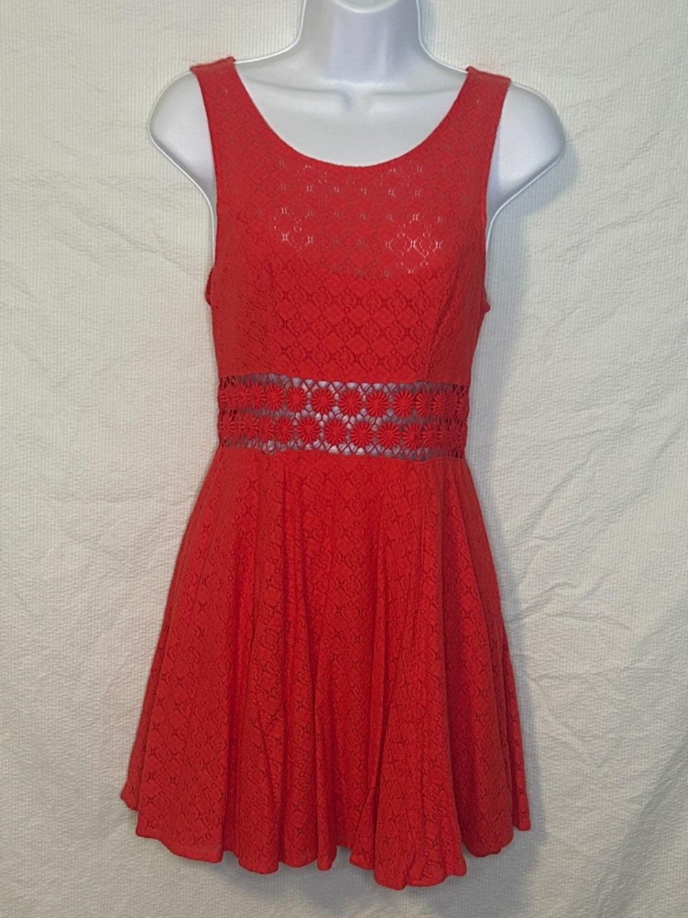 Free People Coral Daisy Lace Knit Skater Dress, Size 4